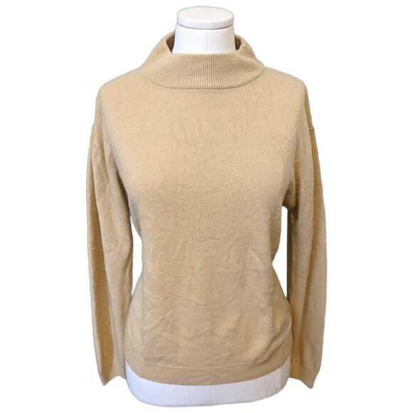 Vintage Nonpareil Mock Neck Sweater Knit Beige Tan Preppy Cozy Neutral Sz L - Picture 2 of 6